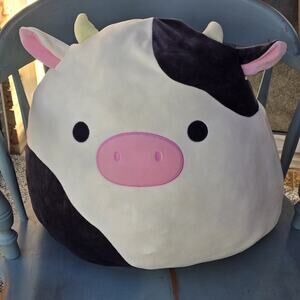 Squishmallows Connor the Cow Bull Black White Stuffed Plush Animal 16"